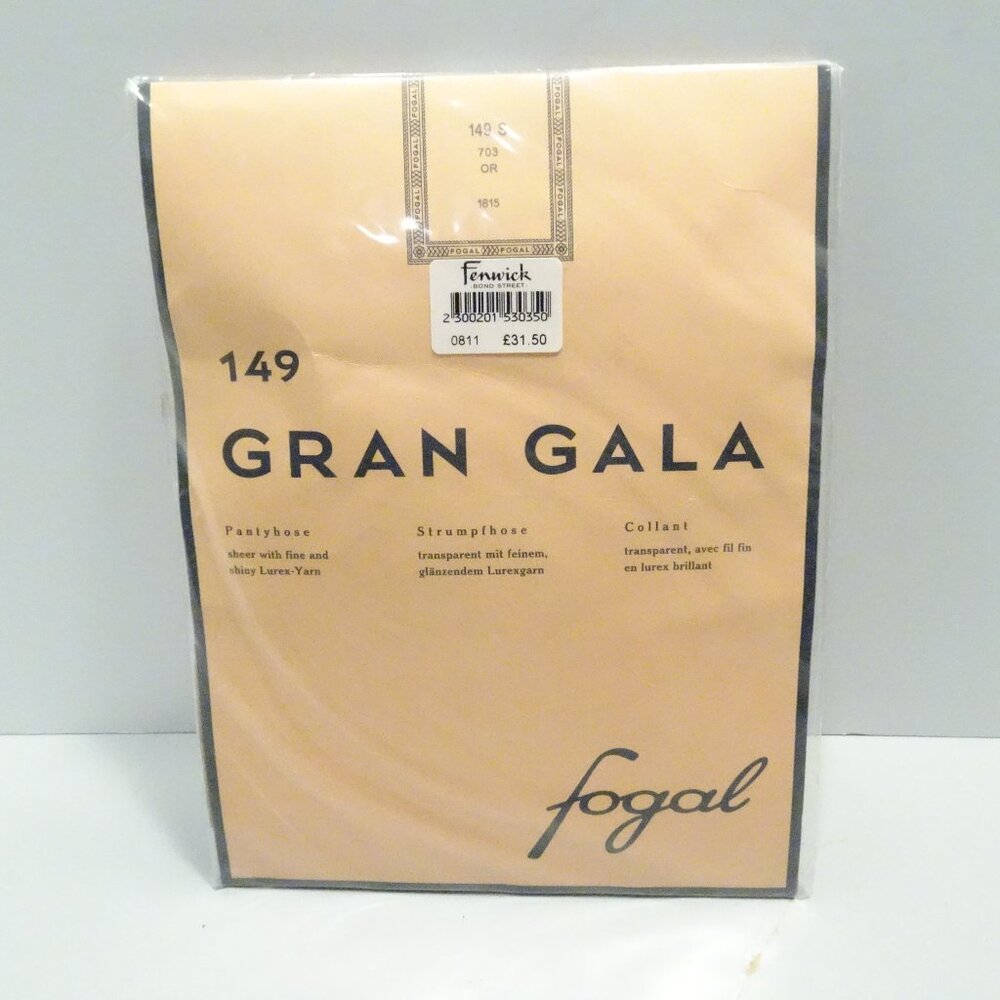 FOGAL Gran Gala 149 Pantyhose Sheer Shiny Lurex-Yarn Size S Gold NEW